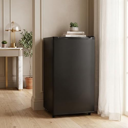 Image of 3.2 Cu.Ft Mini Fridge with Freezer, 1 Door Small Refrigerator with Adjustable Thermostat Energy-efficient Low Noise, Compact Fridge for Bedroom, Office, Dorm, Black