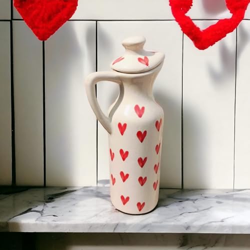 Image of MALAIKAH Ceramic Oil Dispenser Heart Pack of 2 for Kitchen, Dining, Gifting, Home & Kitchen Decor
