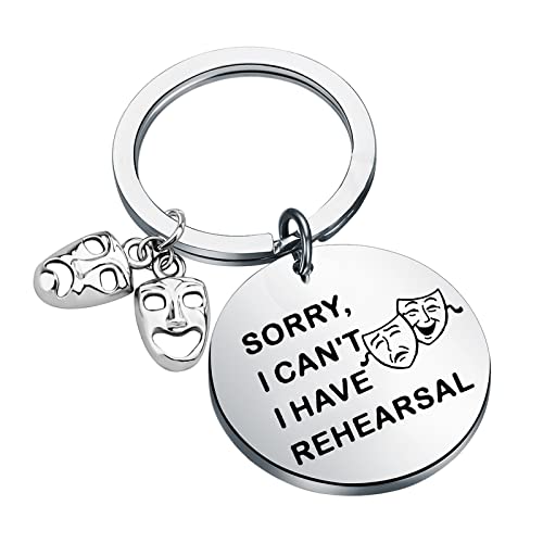 PLITI Theater Gift Drama Actor Actress Gift Gift Comedy Tragedy Masks Charm Sorry I Can't I Have Rehearsal Keychain