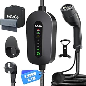 ezgogo chargeur voiture electrique 3,68kw [6,1m / 6 16a] cable recharge voiture electrique type 2 avec tissu en microfibre/support de chargeur ev/sangle de transport, compatible avec tous les ve/phev