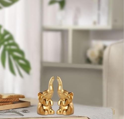 Image of VRB Dec 1 Set for Statue Study Office Desk Decor Showpiece Gift Decoration Accessories Items Decorative Showpeice for Home ((2 Pcs Golden Elephant))