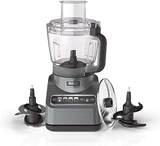 Ninja BN601 Professional Plus Food Processor, 1000 Peak Watts, 4 Functions for Chopping, Slicing, Purees & Dough with 9-Cup Processor Bowl, 3 Blades, Food Chute & Pusher, Silver