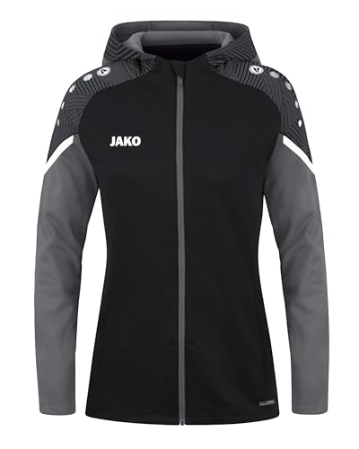 JAKO Damen Kapuzenjacke Performance, Schwarz/Anthra Light, 40