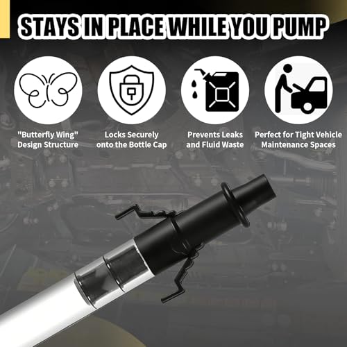 Image of Fluid Pump for Gallon Bottles, 4 Size Cap Adapters (38 /40 /43 /50mm) + Extension Tubes, Wide-Mouth Quart Compatible, Antifreeze with This 30cc Hand Pump(Not for Standard Quart)