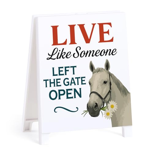 Live Like Someone Left The Gate Open Sign Inspirational Desk Decor Positive Office Desk Sign Funny Team Office Gifts Encouraging Birthday Gifts for Coworkers Friends Families