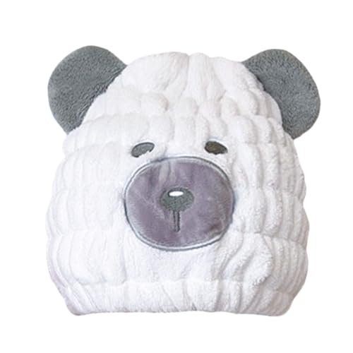 LCBD Microfiber Hair Towel Wrap for Kids, White Bear Dry Hair Cap Suck Water, Absorbent Quick Girls Boys Hair Drying Towel, Lightweight Bouncy Hat Headscarf for Wet Hair