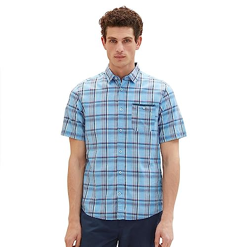 TOM TAILOR Herren Regular Fit Karo-Hemd mit Brusttasche