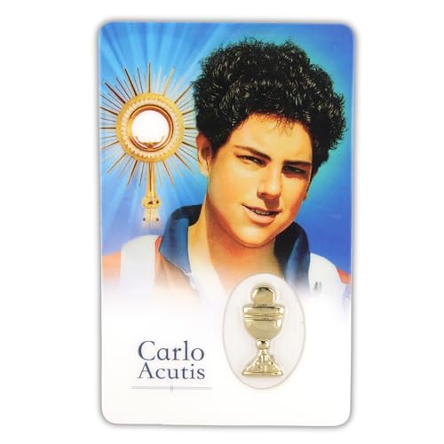 Needzo Gebetskarten-Set – St. Carlo Acutis, Goldgeprägt, 10 Stück (6x10,5 Cm) – Schutzpatron Des Internets