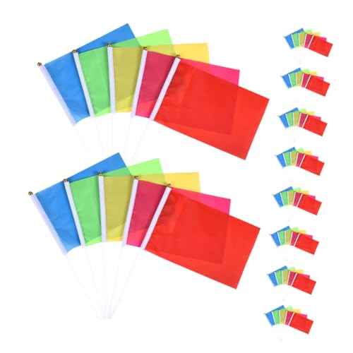 BESPORTBLE 50pcs Handheld Flags for Events Celebrations Sports Small Flags with Bright Hues for Easy Waving for Parties and Competitions