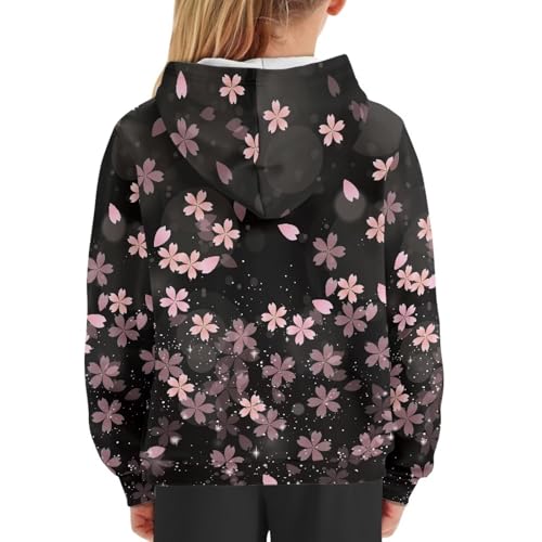 HELLHERO Moletom com capuz infantil para meninas e meninos de 6 a 16 anos, A Cherry Blossoms Axolotl
