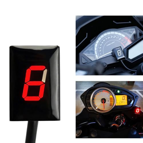 Motorcycle Gear Indicator for Kawasaki Vulcan 900 / VN900 (2006-2010), 6 Speed Digital Gear Indicator, Shift Lever Sensor, Motorcycle Speedometer Accessories, Plug & Play,C-Green