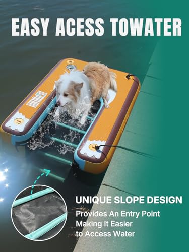 Image of Niphean Dog Pool Ramp, Non-Slip Floating Dog Boat Ramp Up to 240 Pounds | Inflatable Dog Water Ramp for Pool, Boat, Dock & Lake, Safe & Durable Ladder for Large Pets to Easy Water Access