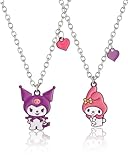 SALLY ROSE Sanrio Kuromi and My Melody Best Friend Necklace for 2 Official License, Fashion BFF Necklace for 2
