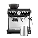 Sage - The Barista Express - Macchina Caffè Espresso con Macinacaffè a Cono Integrato (16 impostazioni), Pre-infusione a Bassa Pressione e Lancia Vapore Manuale per il Latte - Sesamo Nero - Lucido