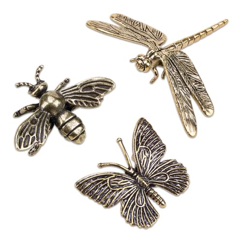 Set de 3 estatuas decorativas de abejas vintage de latón
