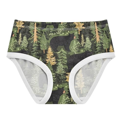ZZKKO Green Forest Black Bear Girls Underwear Toddler Panties for Girls Comfort Brief Size 2T-8Y