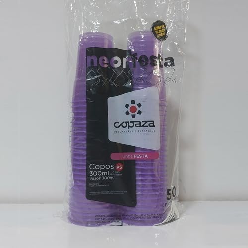 COPO NEON FESTA BALADA BRILHA LUZ NEGRA 300ML DESCARTAVEL C/150