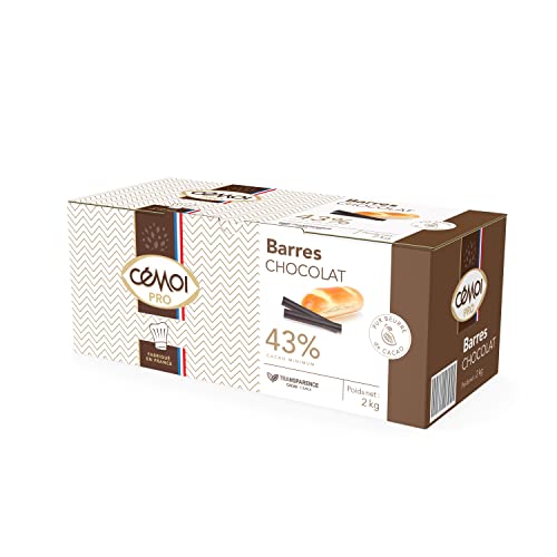 Cémoi Boîte Barres Goûter Nues Chocolat, Noir 43% 2 kg, 1 Unité