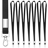 7 PCS Black Lanyards for ID Badges, Keys, Cruise Ship Cards, Keychain, Soft Nylon Neck Lanyard with Clip, Badge Lanyard for Teacher, Kids, Men, Women