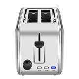 2-Slice Toaster, Home Gizmo Cool Touch Toasters with 2 Extra-Wide Slots, 7 Browning Dials and Removable Crumb Tray - Brushed Stainless Steel