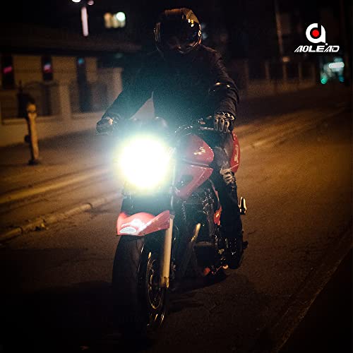 Aolead H4 Led Headlight Yellow Motorcycle W/Angle Eye Daytime Running Light 9003 Hi/Lo Beam 25W 3200Lm Custom Chips High Bright 6000K Conversion Kit #TOP6