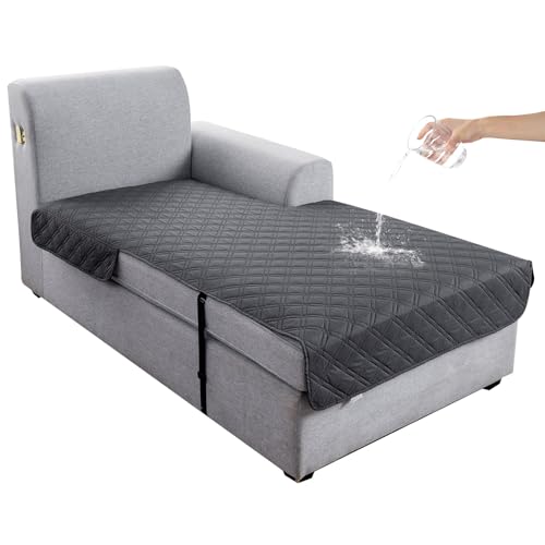 Image of Genina L Shape Couch Cover, Sectional Couch Chaise Covers, Waterproof Washable Sofa Covers for Right L Shape Chaise Lounge, Anti-Slip Sofa Slipcovers for Dogs Cats Pet Friendly(Charcoal Gray)