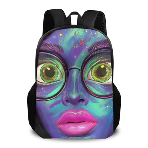 Travel Hiking Backpack Trippy Goth Girl Art (1) Work Casual Daypack College Bag Backpack Lightweight Back Pack