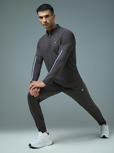 Image of TECHNOSPORT Men's Melange Slim Fit Techno Dry Trackpants Drawstring 2-Pocket Polyester Joggers for Gym Running Workout UPF50+ Anti Odour