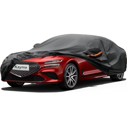 Kayme Sedan Car Cover Fit for Genesis G70 (2019-2025) Automobiles All Weather Waterproof, Outdoor Cover Sun Rain Protection, with Lock and Zipper Door