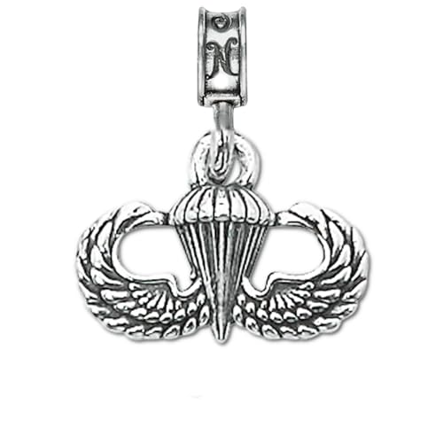 .925 Sterling Silver Charm Jump Wings Basic Badge Insignia United