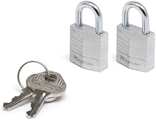Master Lock 9120EURTCC Pack of 2 Key Padlocks in Aluminium, Grey, 2 x 3.4 x 1.4 cm