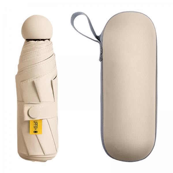 2xSun Umbrella for Purse Sun Protection Mini Folding Umbrella Compact Umbrella Beige with Case|Clothing Shoes & Accessories | Womens Accessories | Umbrellas-image-46