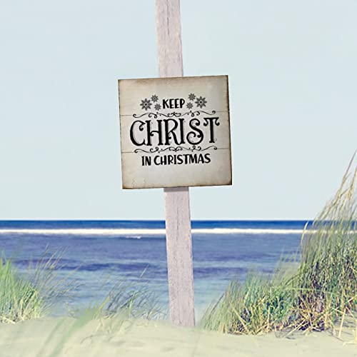 Plaque Keep Christ in Christmas bois rétro 30,5 cm - 4