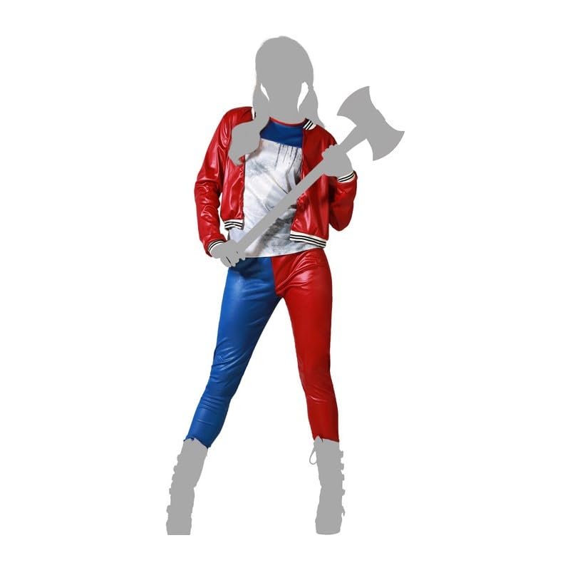 Atosa Costume Arlecchino Rosso E Blu Donna Carnevale E Halloween Set Appariscente e Festivo Per Distinguersi E Divertimento