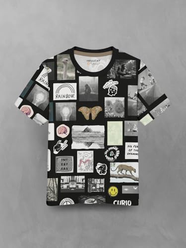Image of HELLCAT Trendy Front & Back Graphic Printed Cotton Blend Half Sleeve Premium Round Neck Tshirt for Boys - Pack of 2