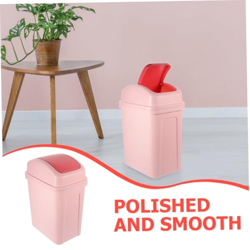 Caneca de basura plástica con tapa basculante rosa miniatura 3
