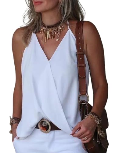 Débardeur sexy bretelles spaghetti femmes camisole décontractée ample haut caraco fluide col en V