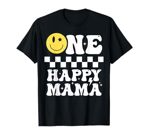 Groovy One Happy Dude Mama 1er Cumpleaños Mamá Madre Coincidencia Camiseta