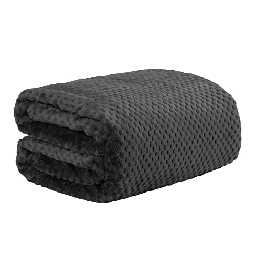 Image of Dreamscene Fleece Blanket Black Throw, Soft Cosy Warm Honeycomb Waffle Blanket for Bed Settee Faux Fur Throw Fluffy Throws for Sofas Large King Size Bed Throws, 200 x 240cm