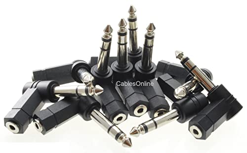 10 adaptadores estéreo 3.5mm hembra a 1/4" macho miniatura 1