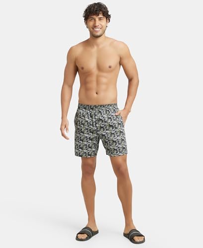 Image of Jockey NY07 Men's Super Combed Cotton Satin Weave Printed Boxer Shorts with Side Pocket