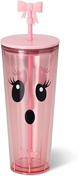Swig Life 24oz Plastic Tumbler with Lid & Straw, Boo Crew Ghost | BPA Free Plastic - Lid & Straw Included - Reusable Cold Cup - Cup Holder Friendly - Everyday Hydration