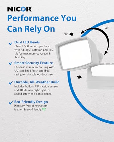 White Selectable LED Outdoor Security Flood Light with PIR Sensor (OLS125S120S8WHS) - Thumbnail 5