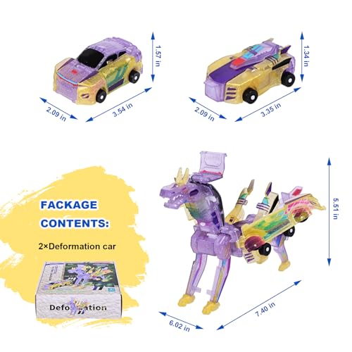 2-in-1 collision transformation dinosaur car toy magnetic cars convertible robot toysdinosaurtoys for kids 3-12 ideal christmas birthday gift for boys and girls yellow