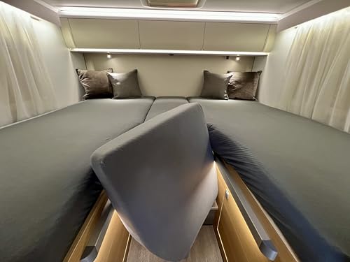 Black Forest Fox Spannbettlaken für Adria Heckbett Wohnmobil Camper Modelle – Passgenau, ägyptischer Baumwolle, Oeko-TEX® Zertifiziert (Grau, Matrix-5-teilig)