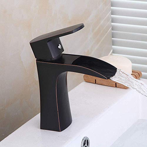 Robinet mitigeur cascade noir pour salle de bain vasque et lavabo toilette rétro - 4