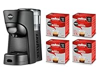 Lavazza, A Modo Mio Macchina per Caff&egrave; Tiny Eco Nera con 64 Capsule Qualit&agrave; Rossa Incluse, Macchina per Espresso in Plastica Riciclata, 1450 W, 220-240 V, 50/60 Hz, 0.6 Litri