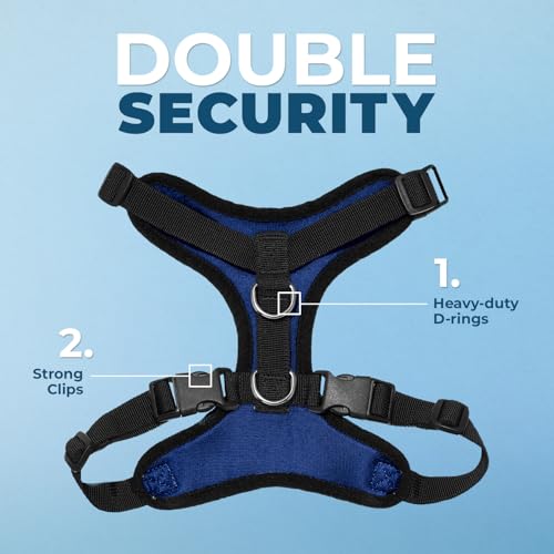 Image of Best Pet Supplies Voyager Step-in Lock Pet Harness w Reflective Pet Leash Combo Set with Neoprene Handle 5ft - Supports Small, Medium and Large Breed Puppies /Cats - Royal Blue /Black Trim, XS