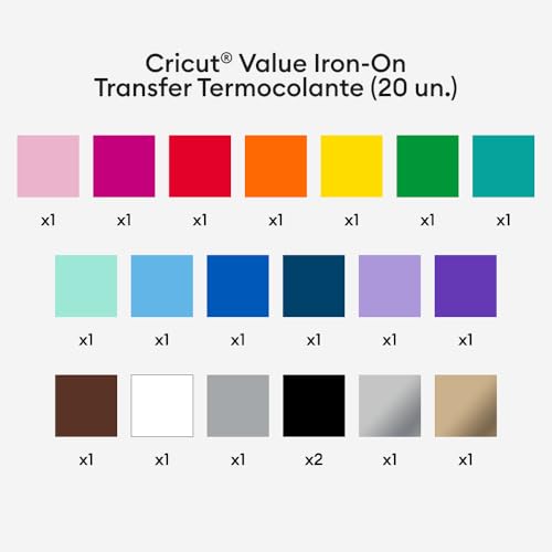 Image of Cricut Value Iron-On,Rainbow Sampler - 12 in x 12 in- HTV Heat Transfer Vinyl,(Pack of 40)