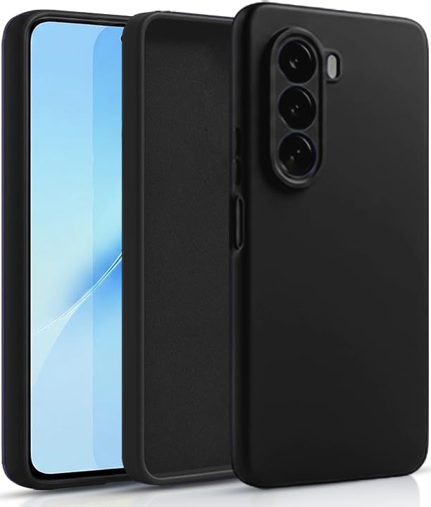 Image of Liquid Silicone Back Cover Case for OnePlus Nord CE6 Lite 5G | Soft Micro-Fibre Inside | Camera Protection Bump | Shockproof Back Cover Case for OnePlus Nord CE6 Lite 5G (Black)